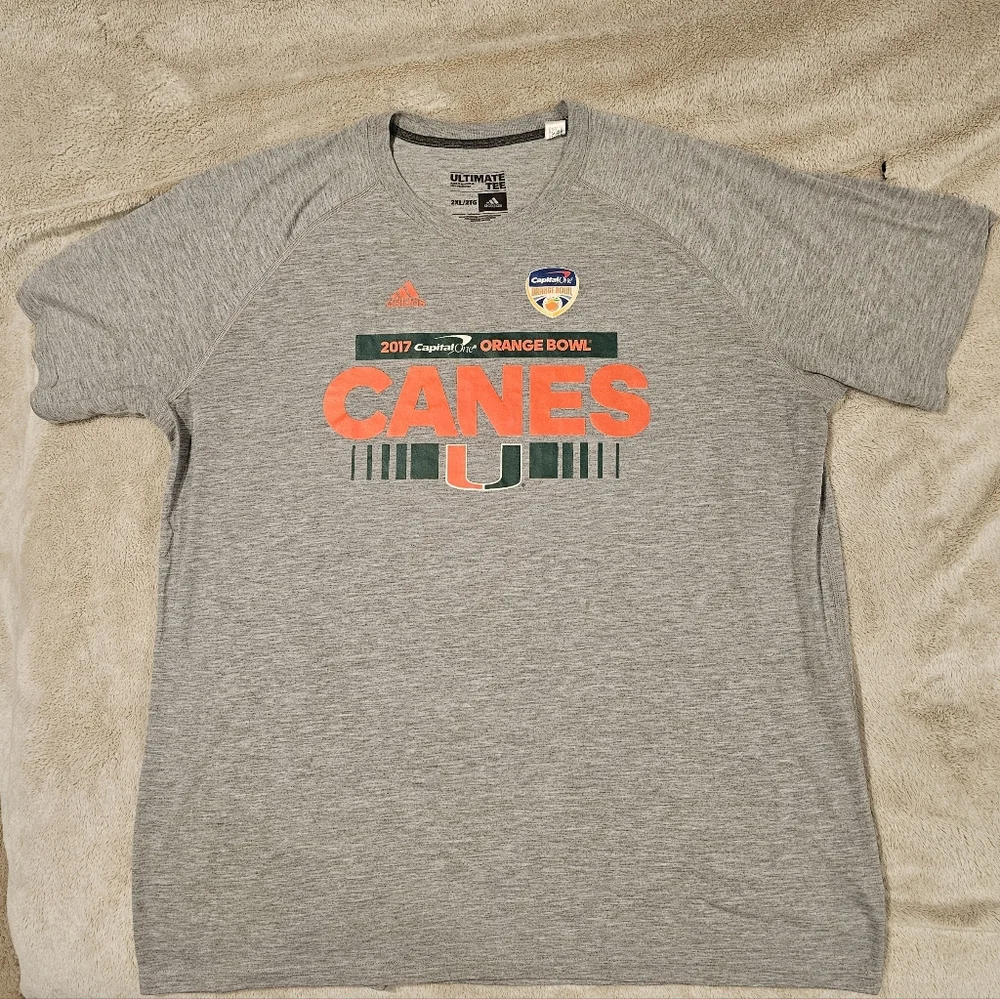 Adidas Gray Miami‎ Hurricanes T-Shirt Size 2XL